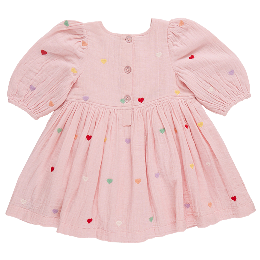 Pink Chicken Brooke Dress, Candy Heart Embroidery