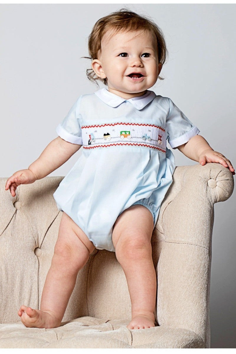 Carriage Boutique Hand Smocked Train Bubble Romper