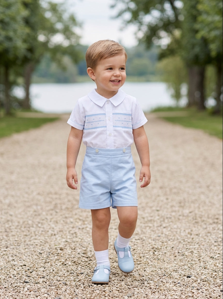 Carriage Boutique White Blue Romper