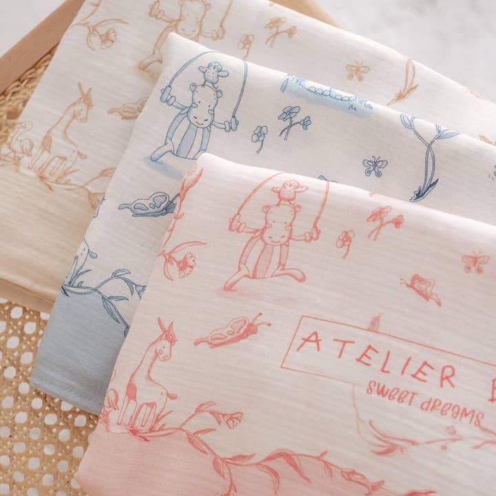 Atelier Babbi Beige Toile De Jouy Burp Cloth