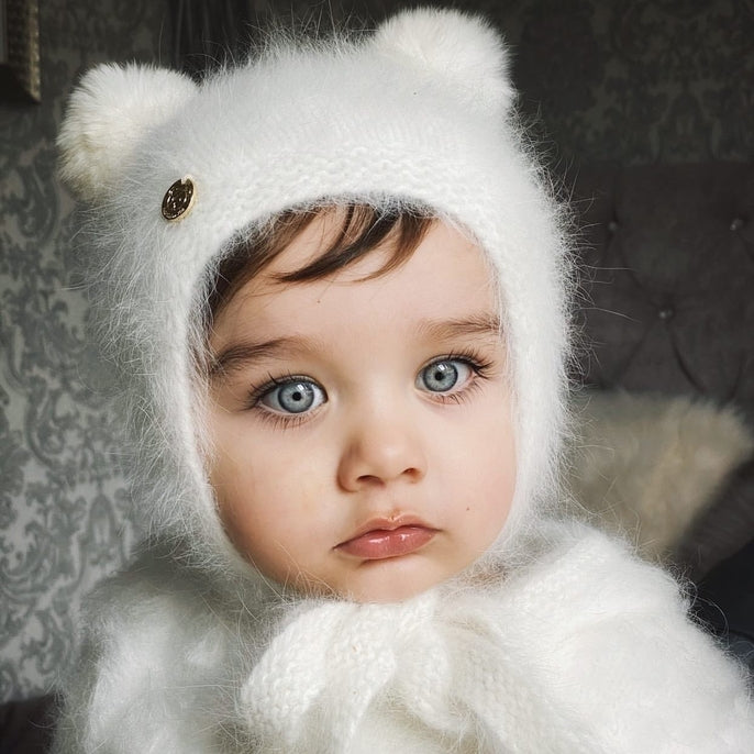 Petite Maison White Cashmere Teddy Hat