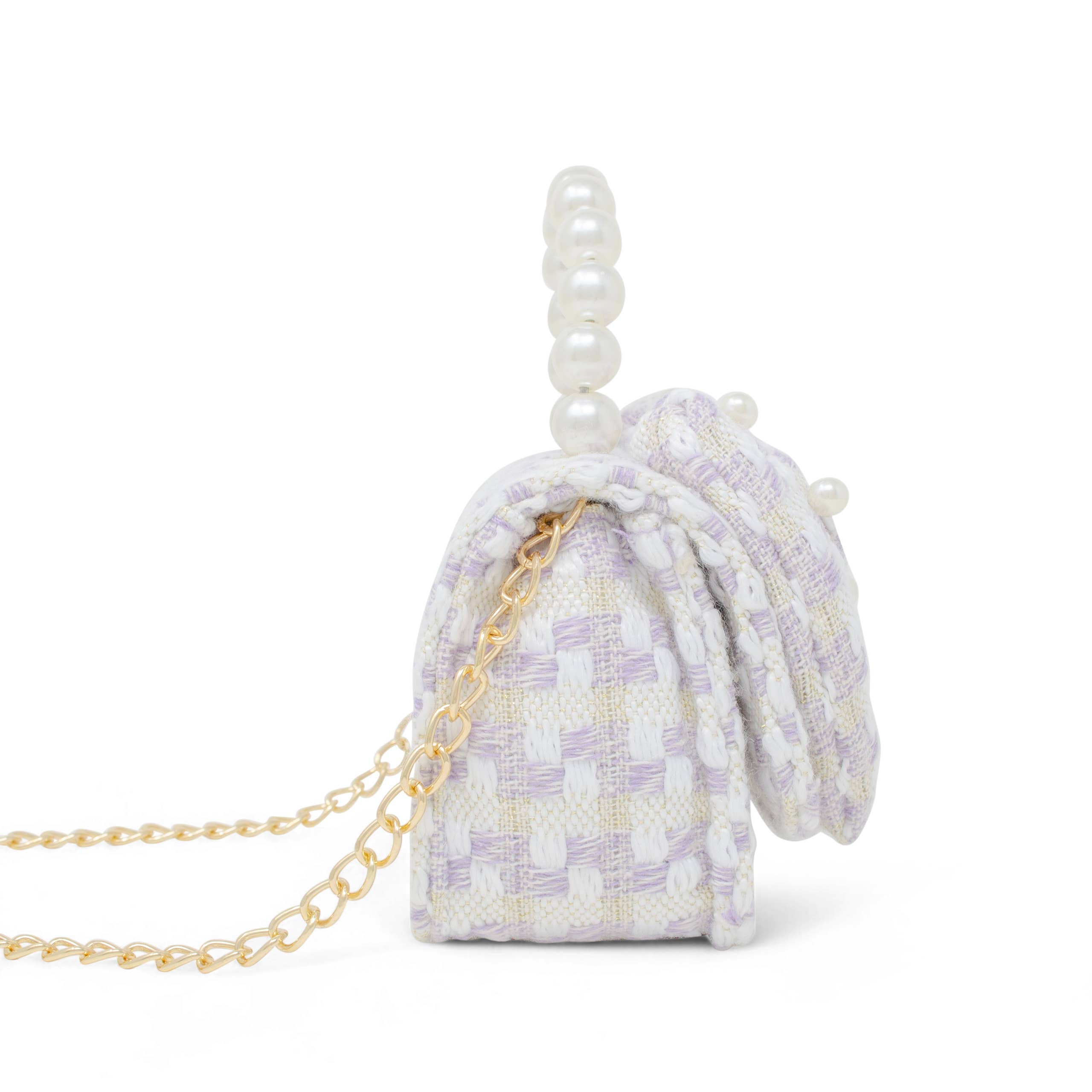 Zomi Gems Tweed Jumbo Pearl Bow Handbag