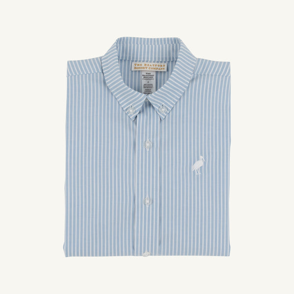 Beaufort Bonnet Dean's List Dress Shirt, Barrington Blue Tally Ticking Stripe