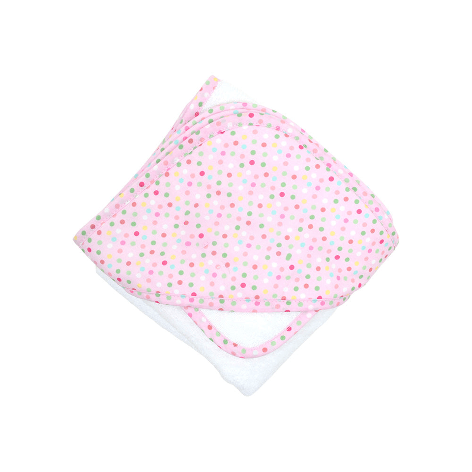 3 Martha's Pink Multi Dot Pique Hooded Towel & Washcloth Set - shopnurseryrhymes