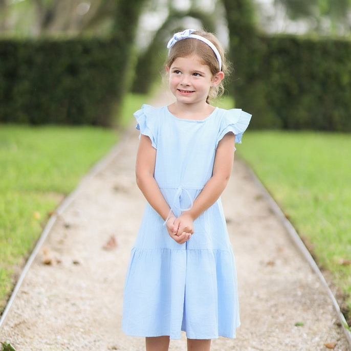 Bits & Bows Seersucker Bow Headband, Blue