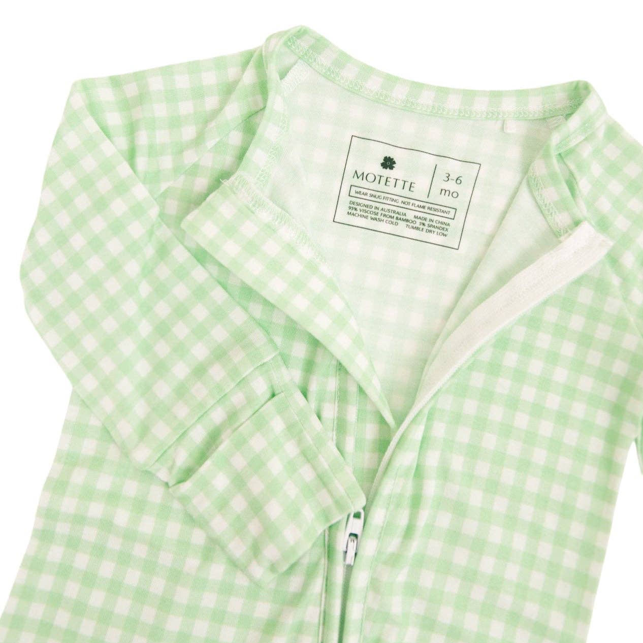 Motette Pistachio Gingham Bamboo Sleeper