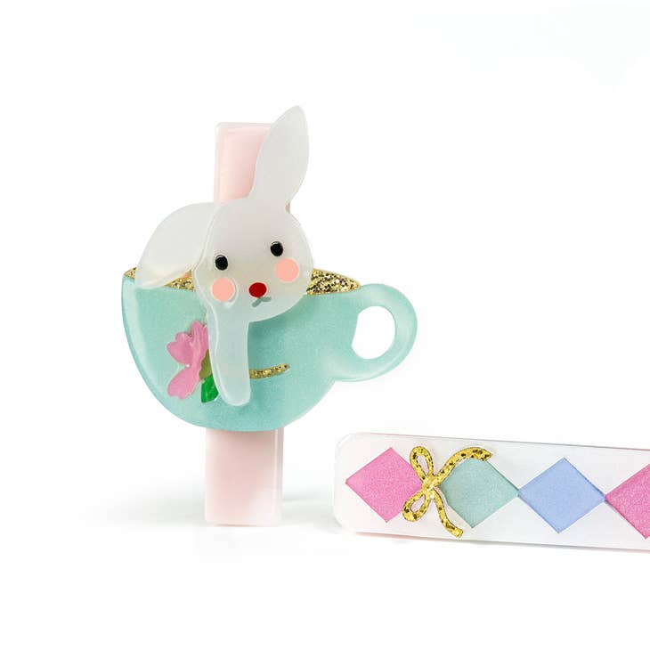 Lilies & Roses Bunny In A Teacup Alligator Clips