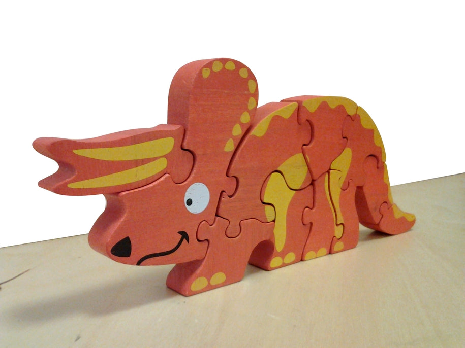 Begin Again Dino Skeleton Triceratops Wooden Puzzle