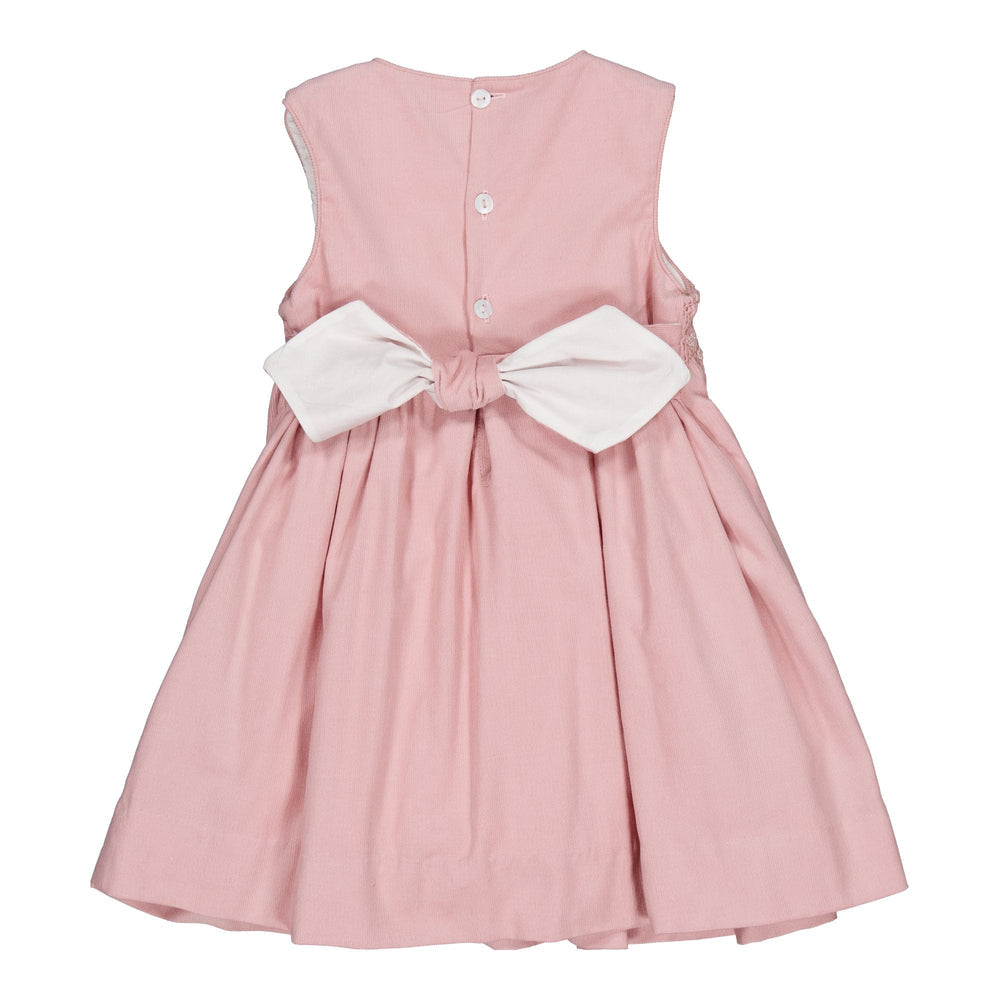 Kidiwi Emma Smocked Pinafore Dress in Pink Corduroy