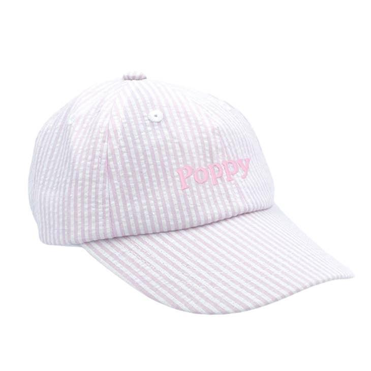 Bits & Bows Baseball Hat in Seersucker Pink - shopnurseryrhymes