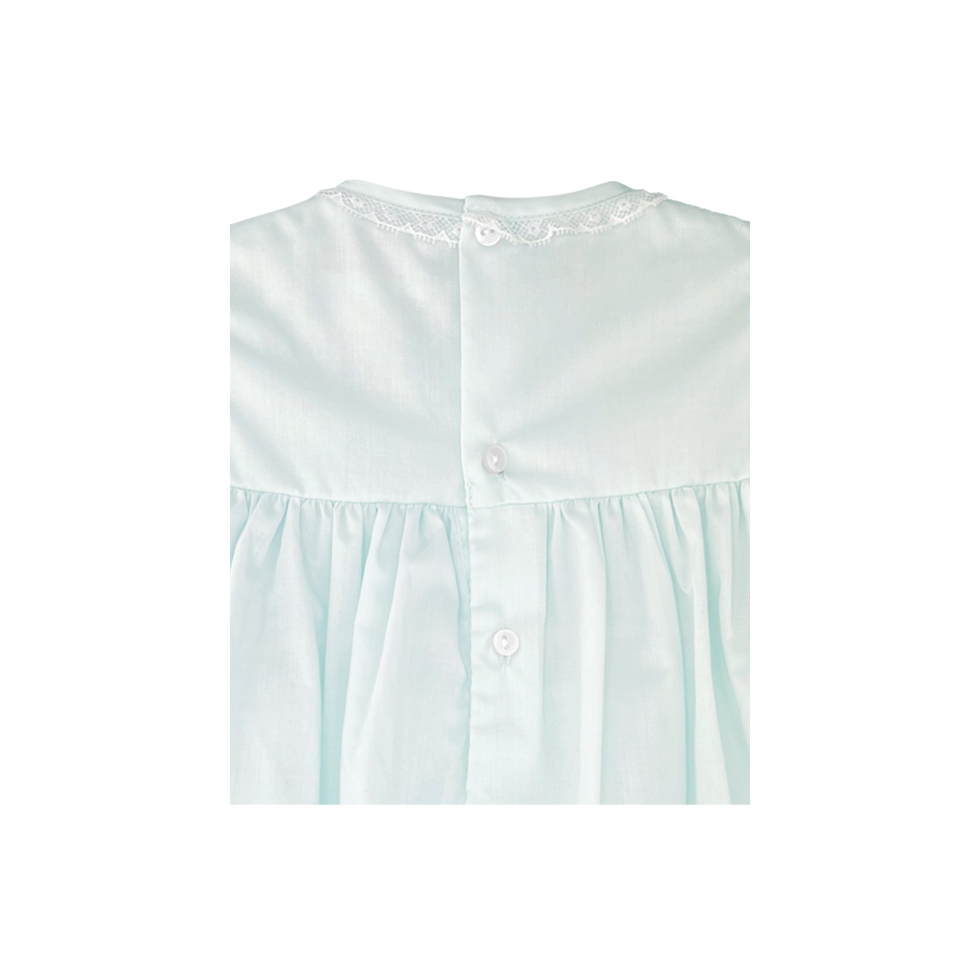 Petit Ami Mint Fully Smocked Dress with Lace