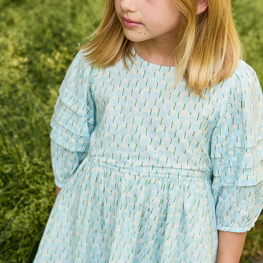 Pink Chicken Brooke Dress, Blue Tulips