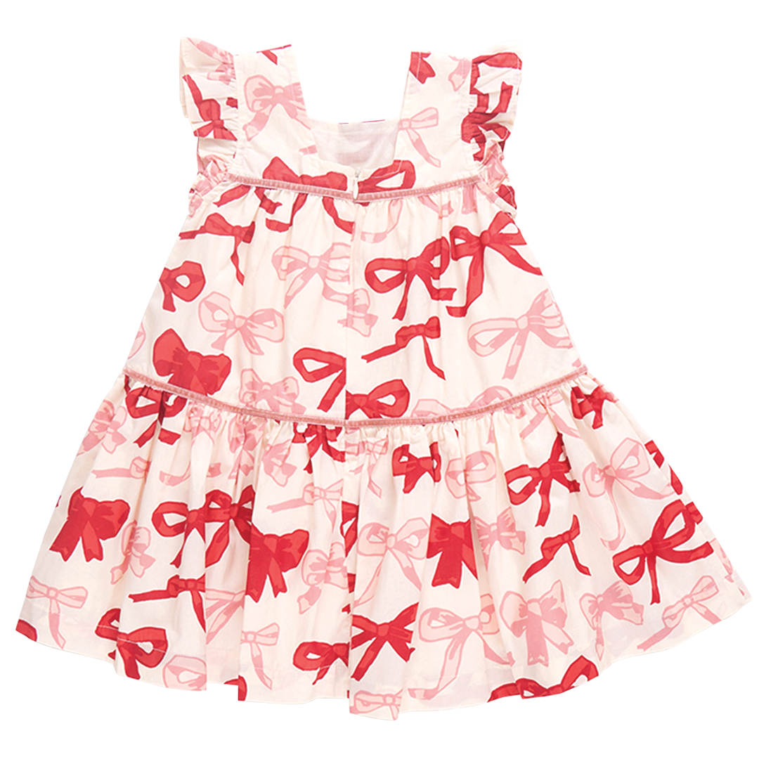 Pink Chicken Camelia Dress, Valentine Bows