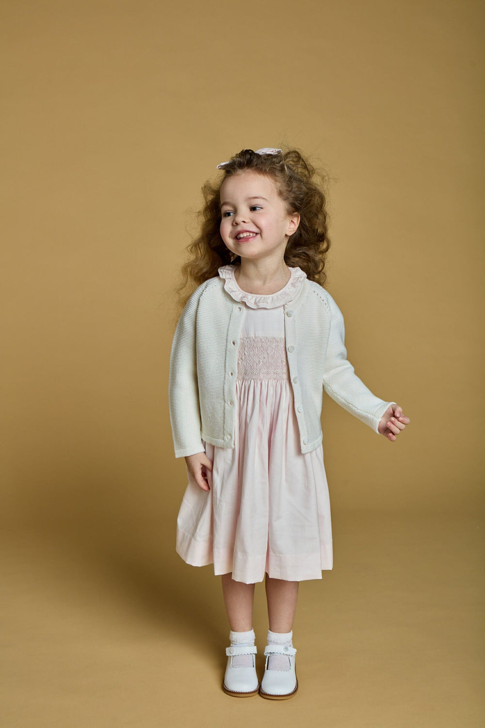 Kidiwi Hars Smocked Dress in Pale Pink