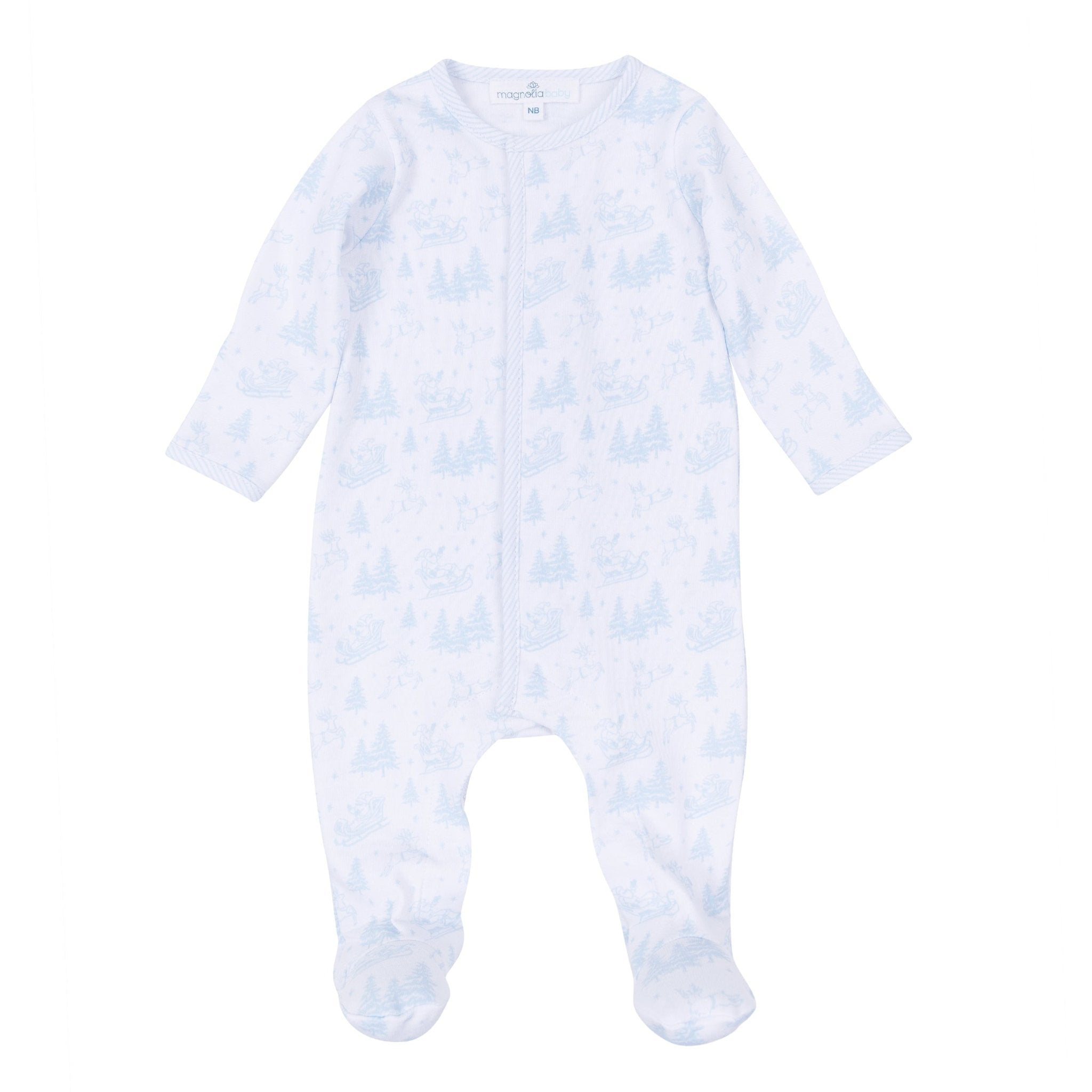 Magnolia Baby Holiday Toile Footie, Light Blue