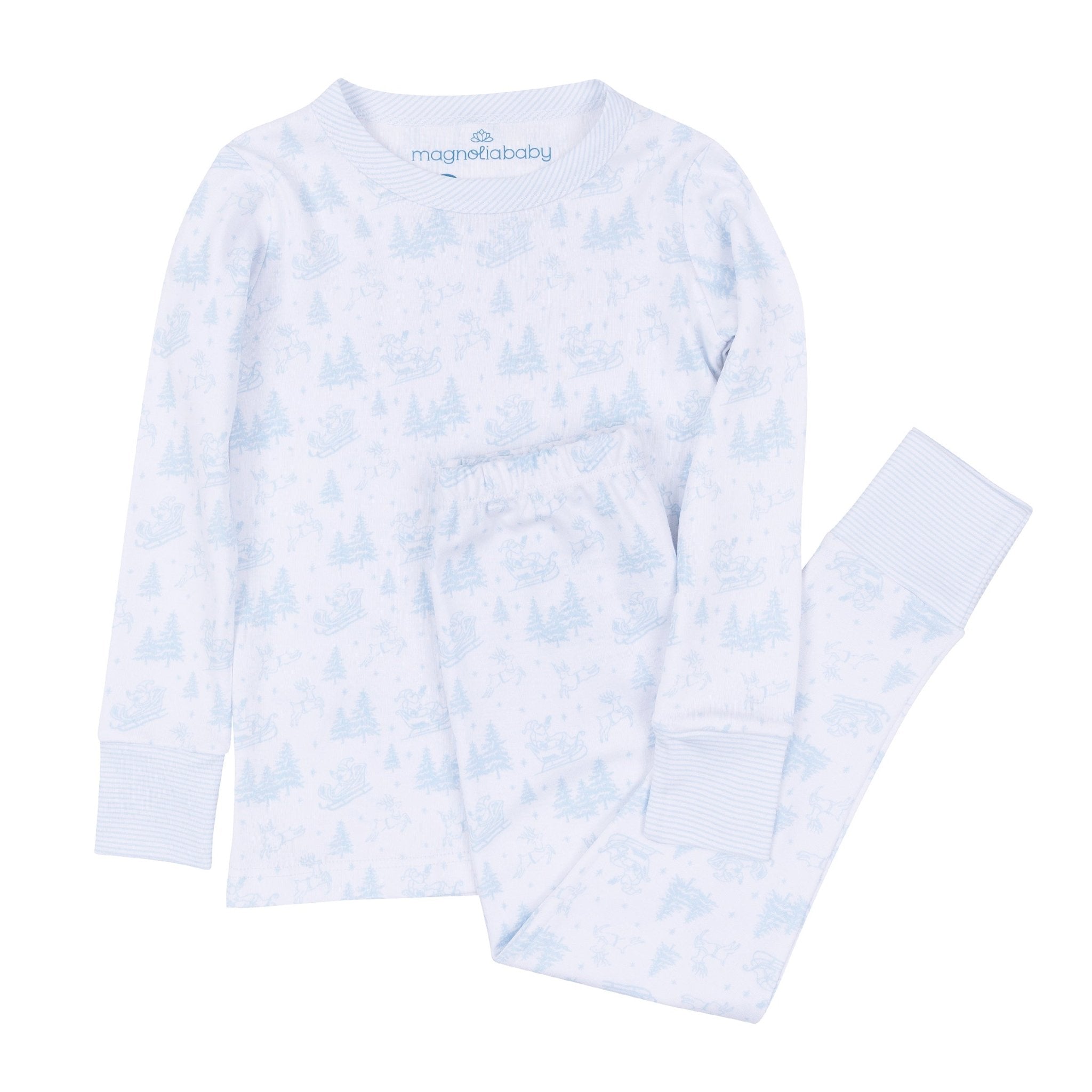 Magnolia Baby Holiday Toile Footie, Light Blue