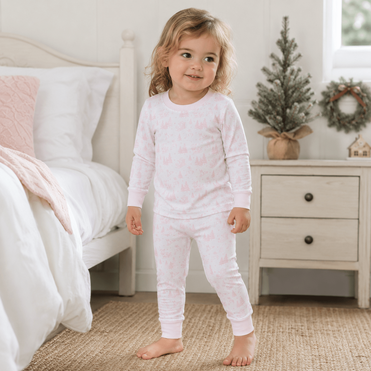 Magnolia Baby Holiday Toile Footie, Pink