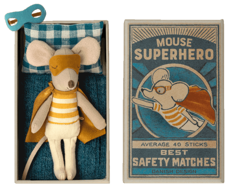 Maileg Superhero Mouse, Little Brother in Matchbox - shopnurseryrhymes