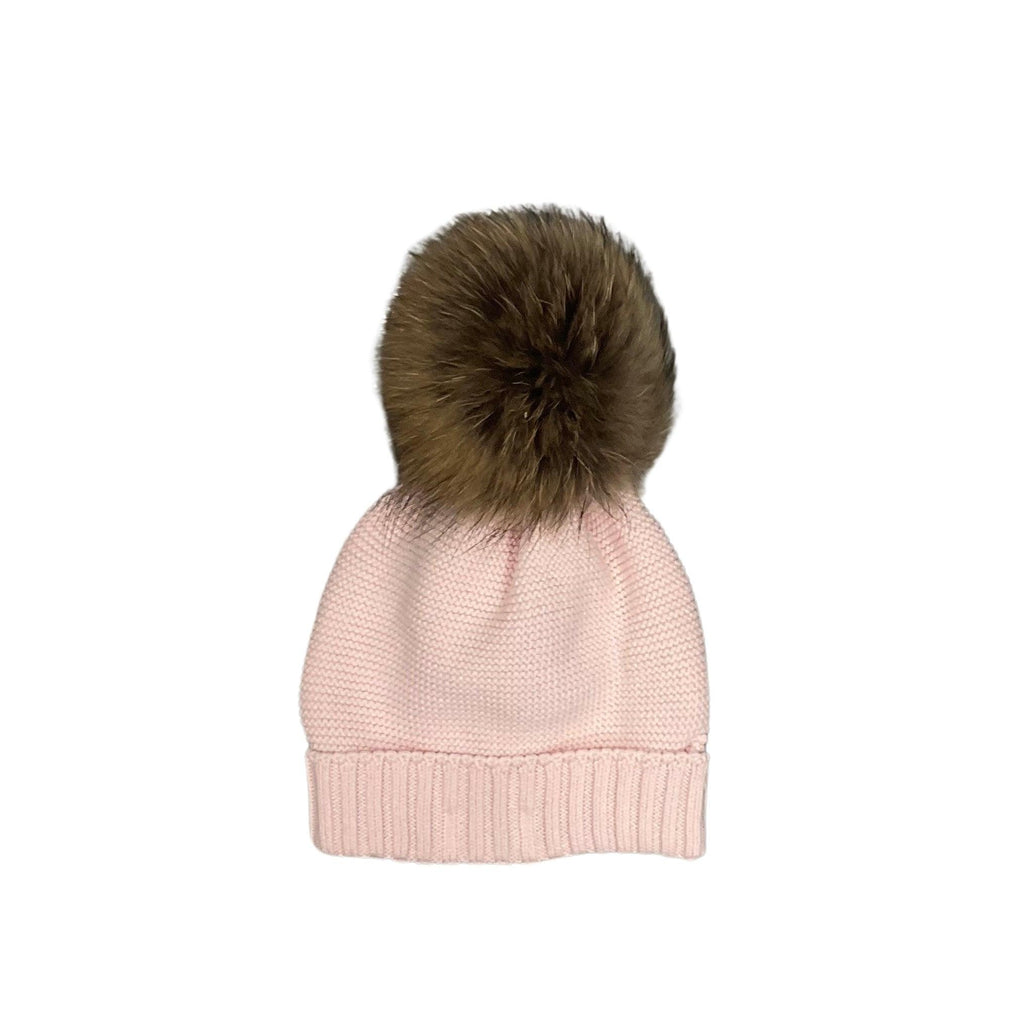 Mi Lucero Slouchy Hat, Pink with Brown Pom - shopnurseryrhymes