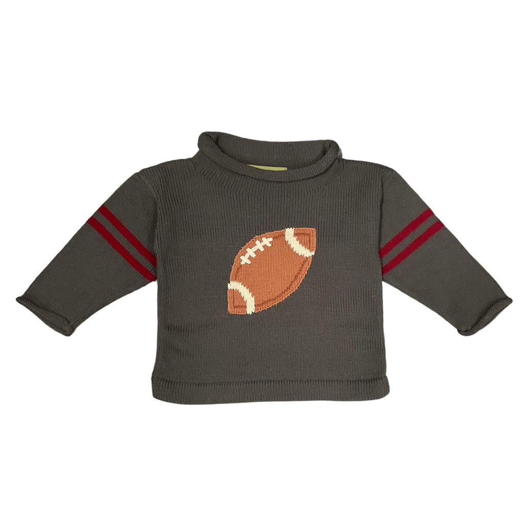 Luigi Rollneck Sweater Football, Charcoal/Burgundy - shopnurseryrhymes