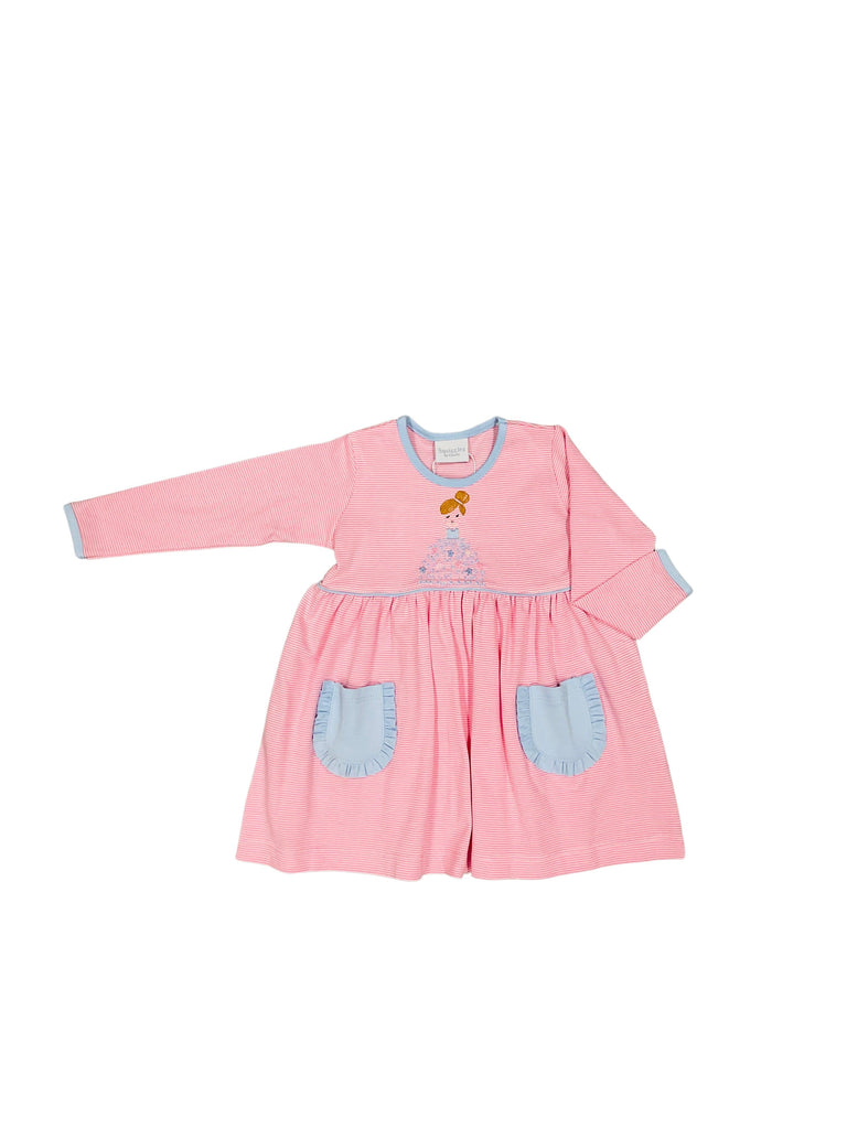 Squiggles Belle Popover Dress, Pink Stripe - shopnurseryrhymes