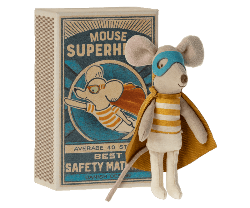 Maileg Superhero Mouse, Little Brother in Matchbox - shopnurseryrhymes