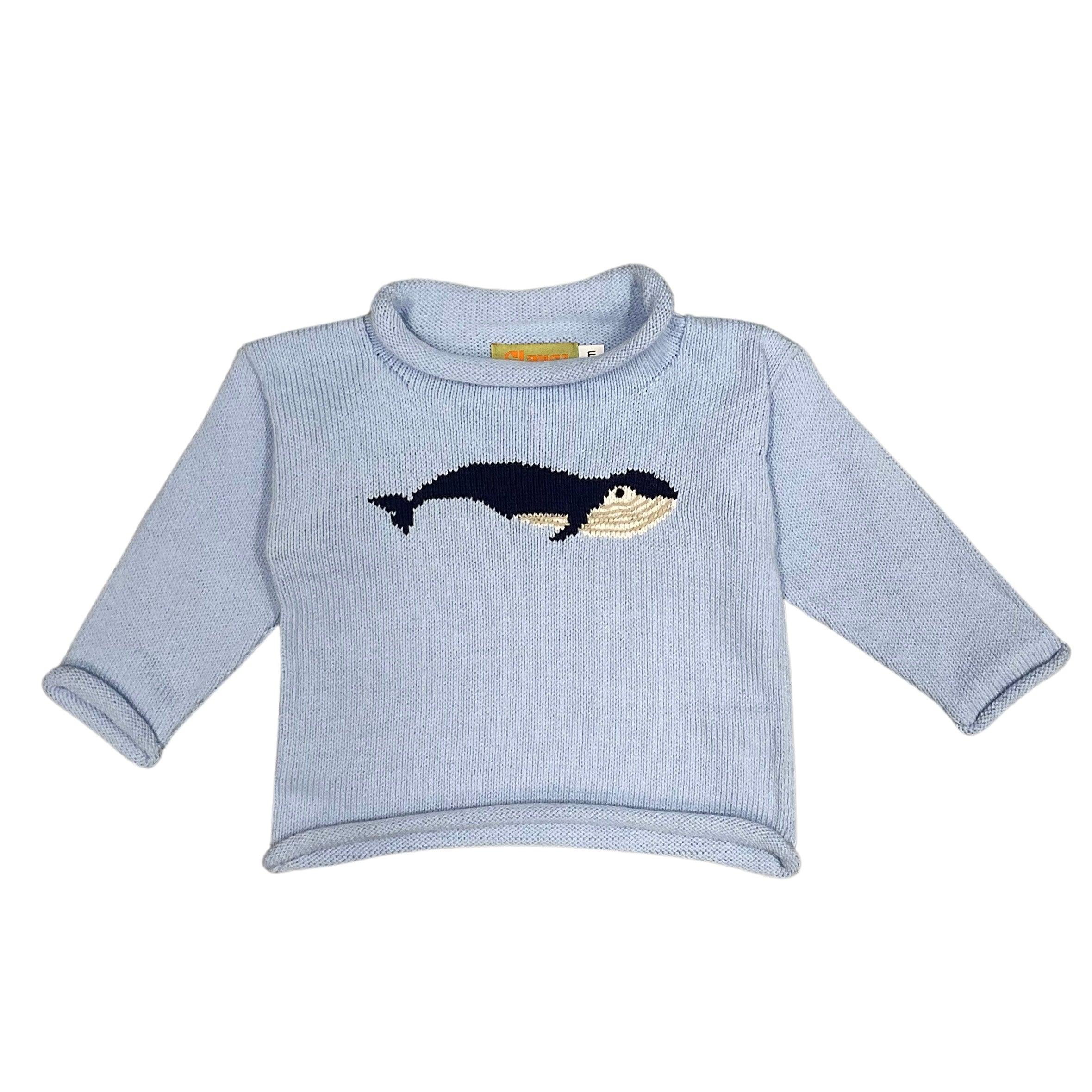 Luigi Rollneck Sweater Humpback Whale, Sky Blue - shopnurseryrhymes