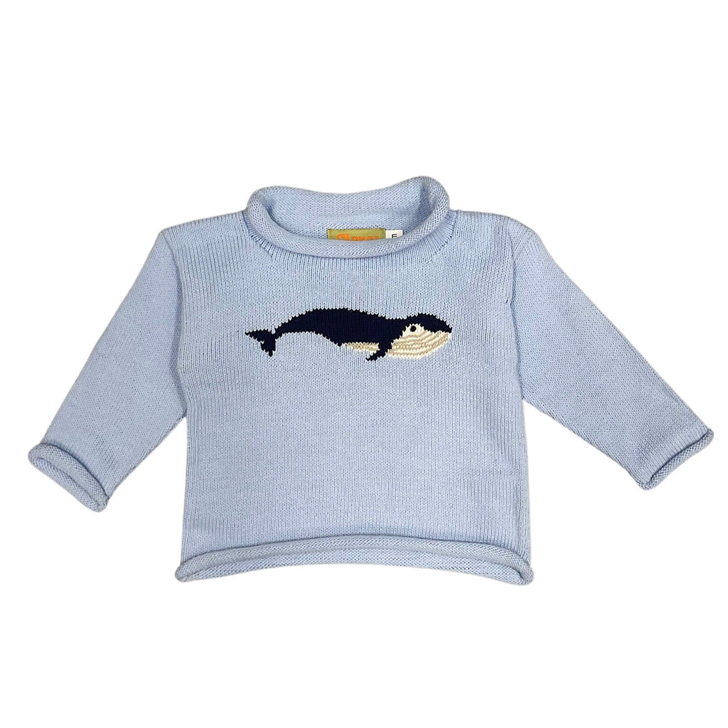 Luigi Rollneck Sweater Humpback Whale, Sky Blue - shopnurseryrhymes