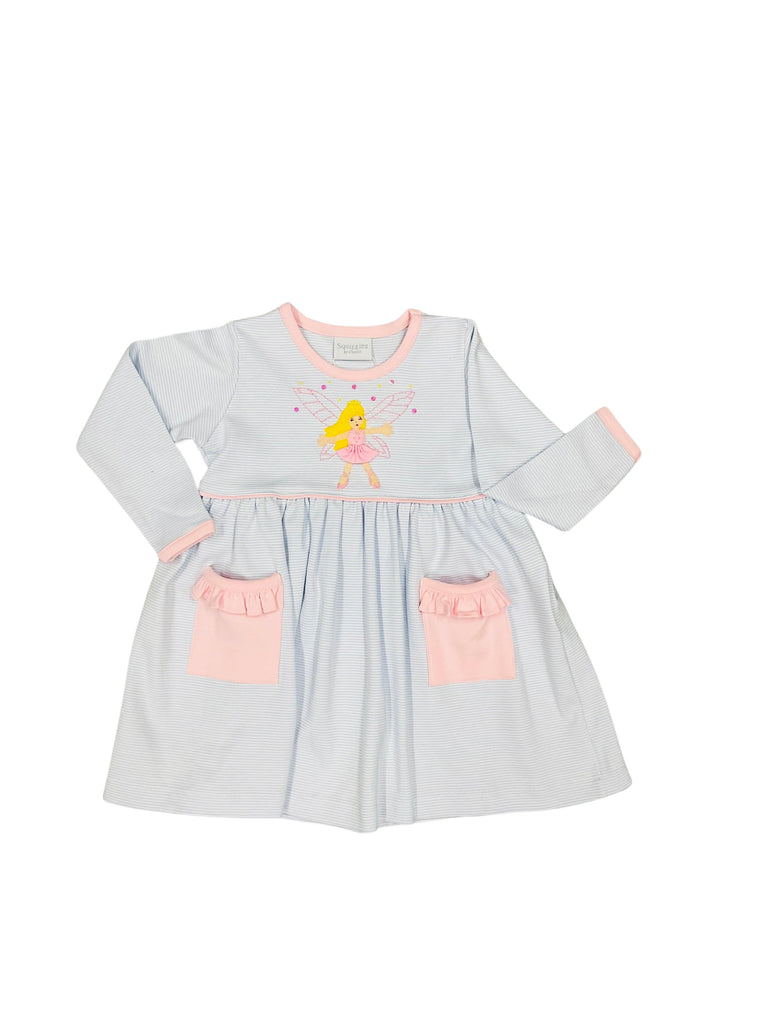 Squiggles Ballerina Fairy Popover Dress, Light Blue Stripe - shopnurseryrhymes