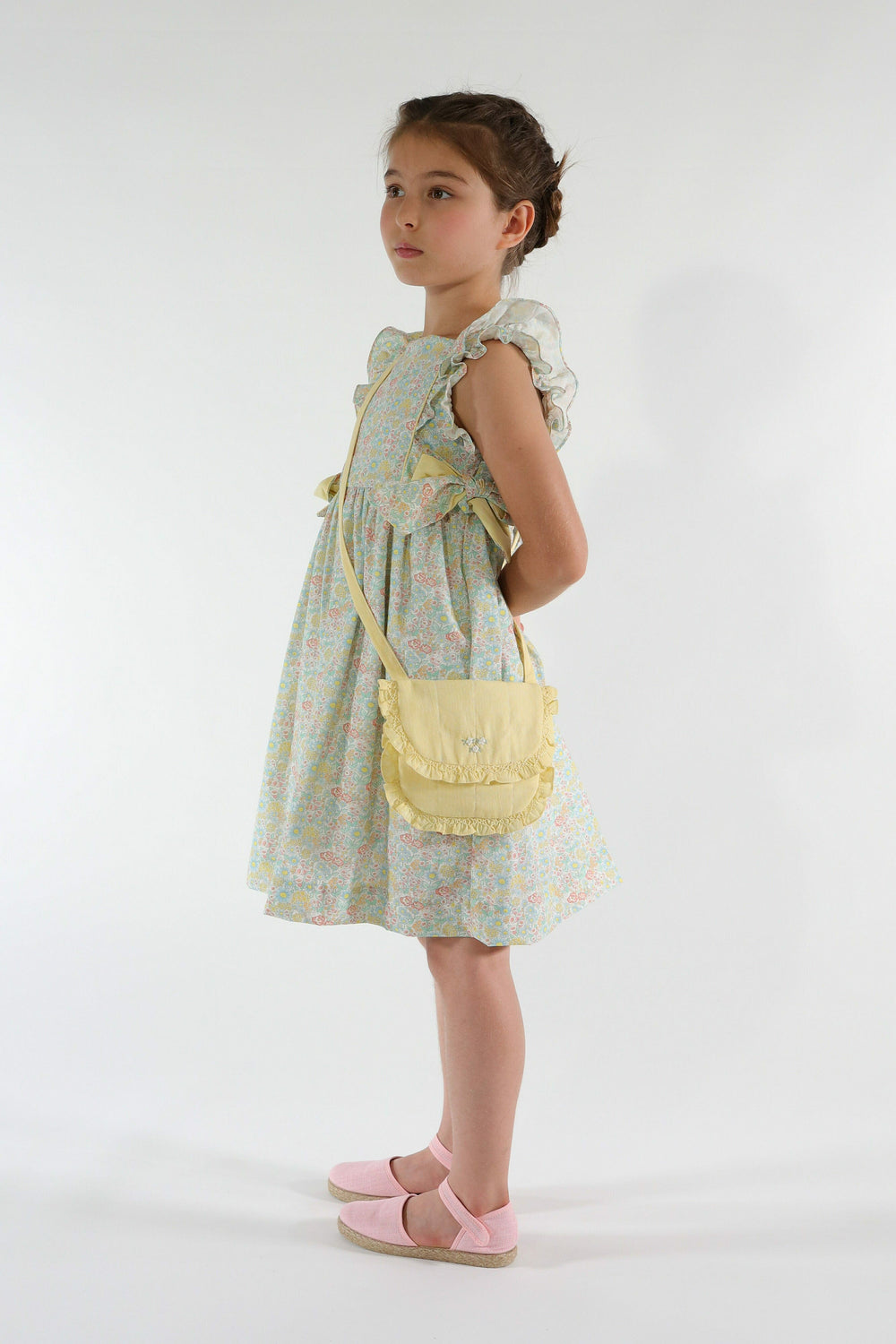 Kidiwi Kiara Dress in Coral Yellow Floral Print