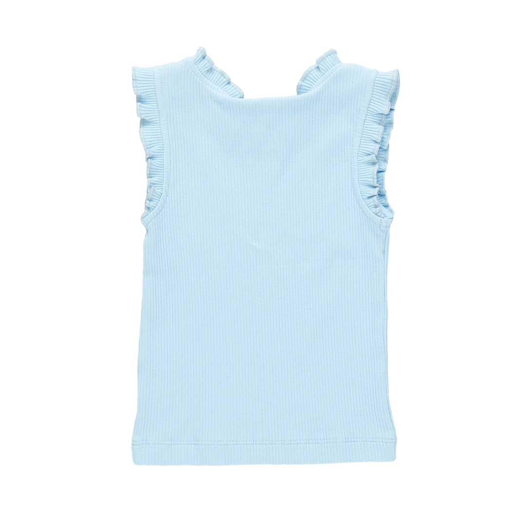 Pink Chicken Organic Ruffle Rib Tank, Blue Sky