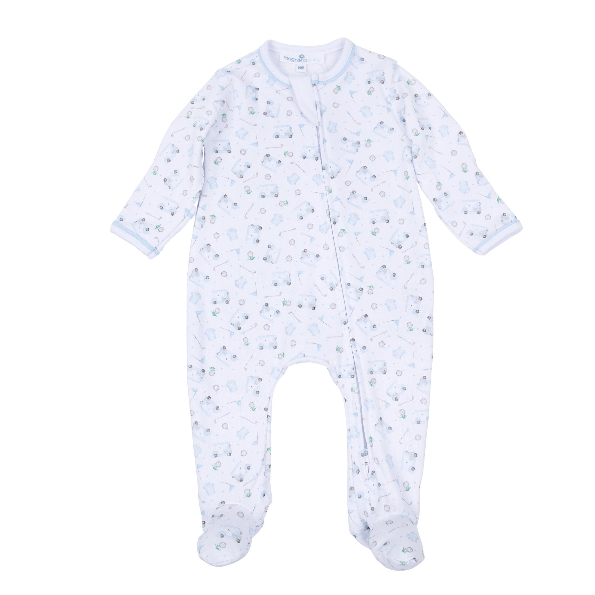 Magnolia Baby Little Golfer Print Zip Footie