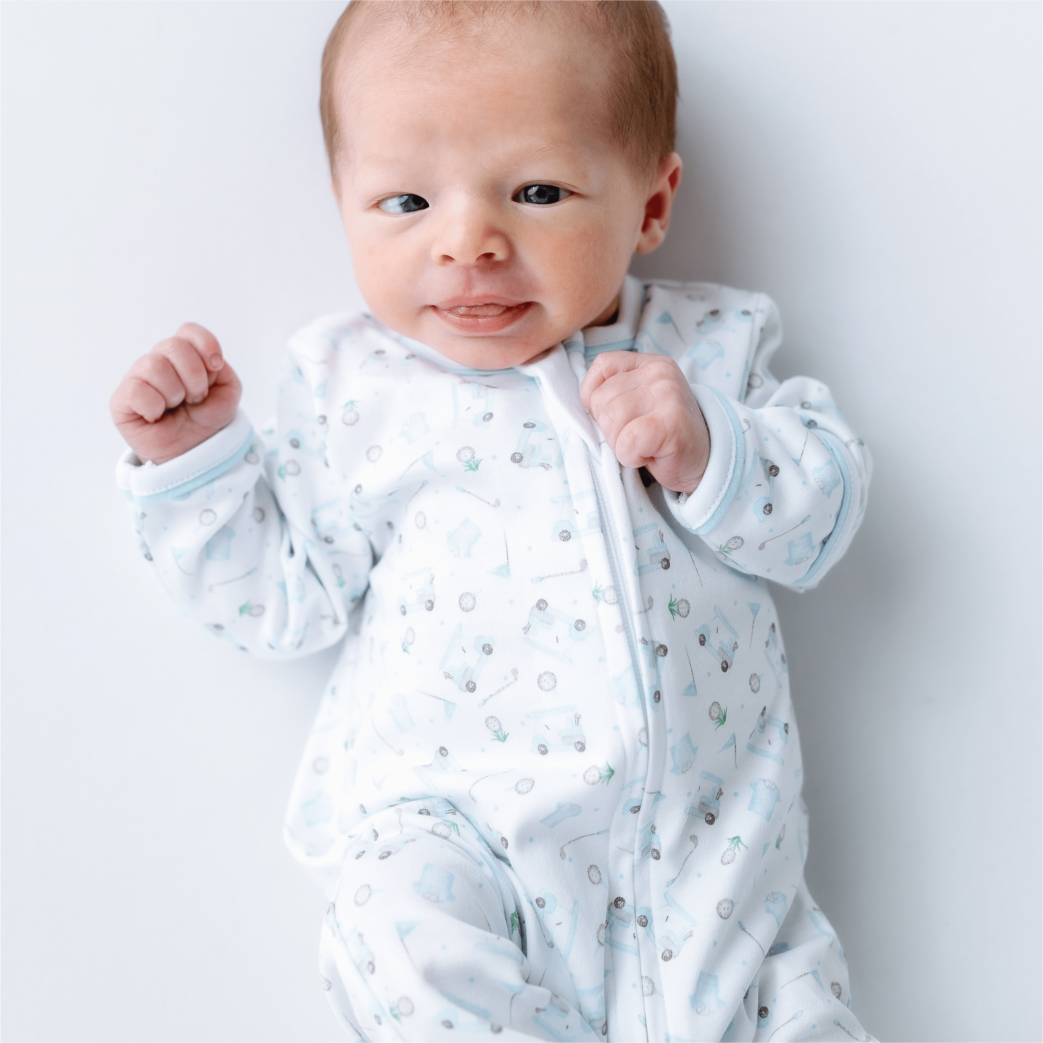 Magnolia Baby Little Golfer Print Zip Footie