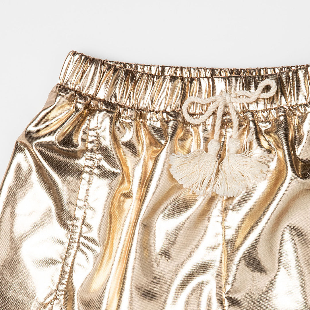 Pink Chicken Millie Metallic Shorts, Gold