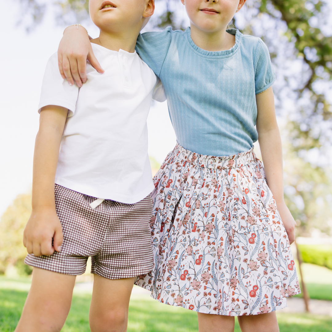 Minnow Feathered Floral Paperbag Skirt