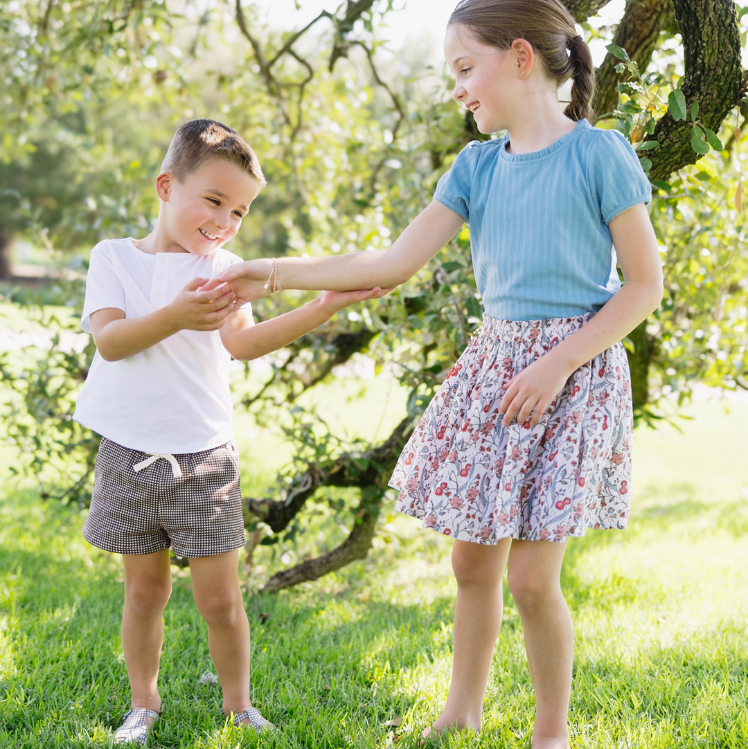 Minnow Feathered Floral Paperbag Skirt