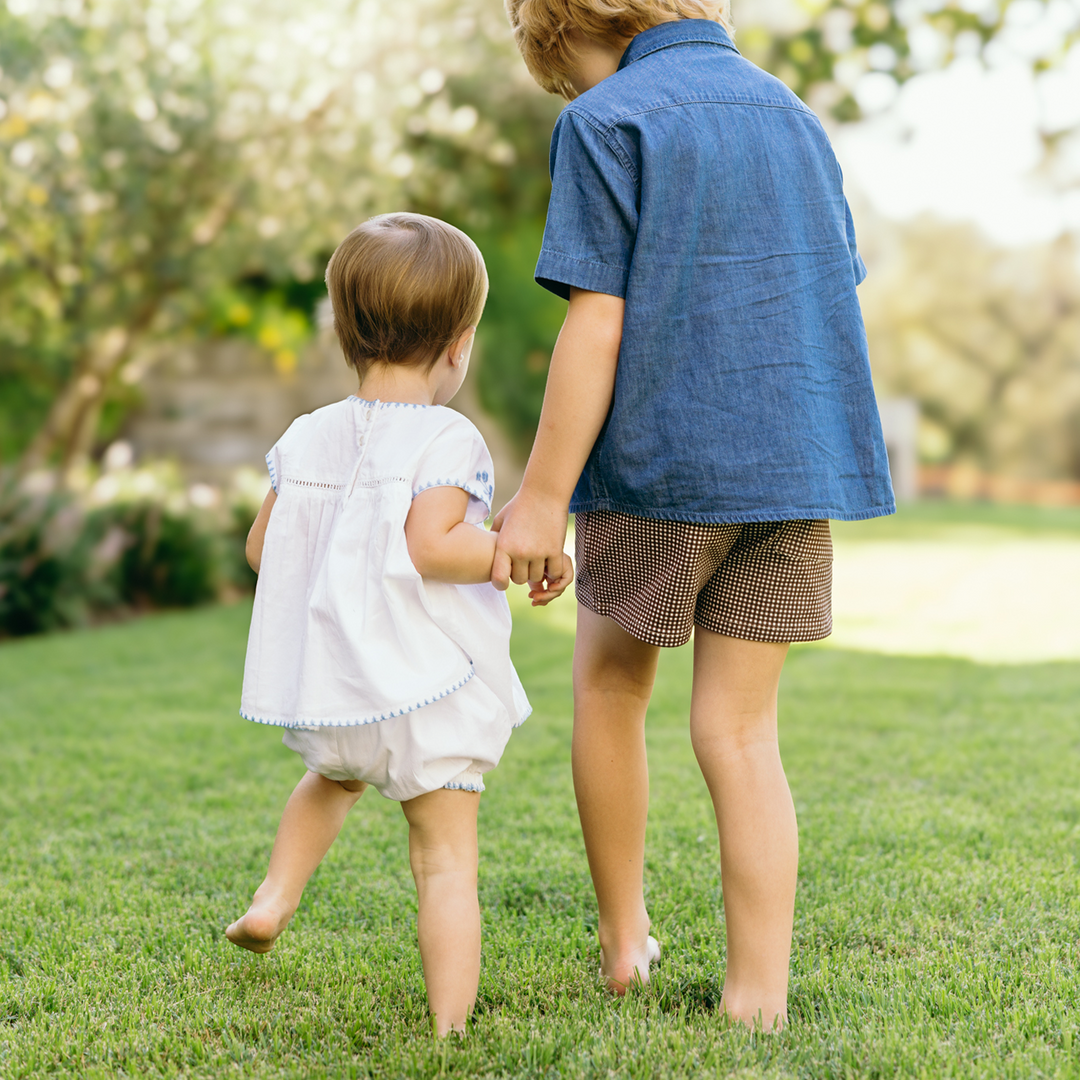 Minnow White Embroidered Top and Bloomer Set with Blue Embroidery