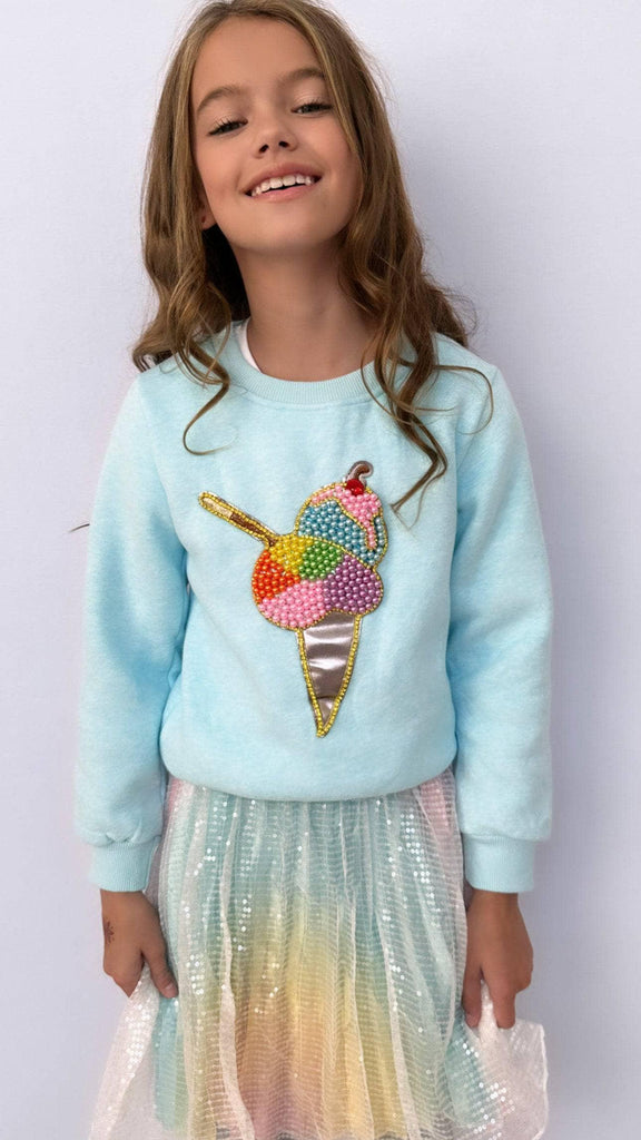 Lola & The Boys Rainbow Pearls Ice Cream Sweatshirt - shopnurseryrhymes