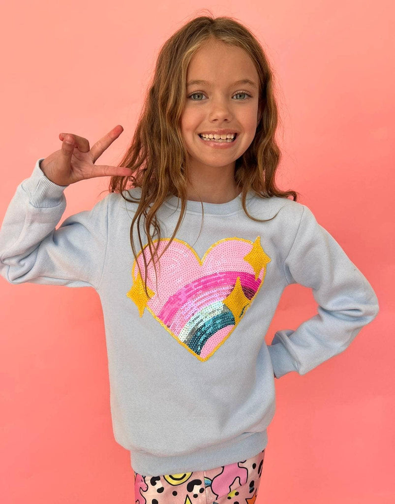 Lola & The Boys Rainbow Sparkle Heart Sweatshirt - shopnurseryrhymes