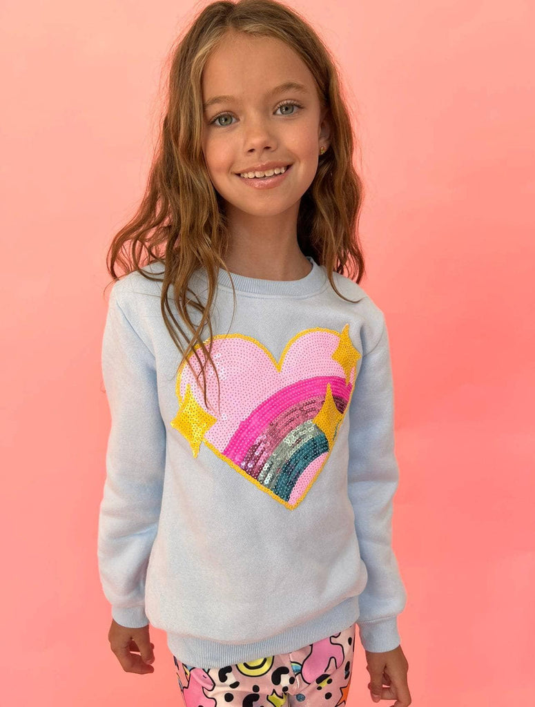 Lola & The Boys Rainbow Sparkle Heart Sweatshirt - shopnurseryrhymes