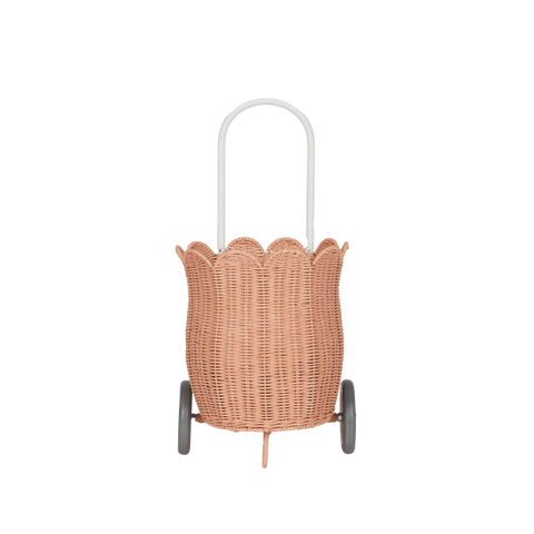 Olli Ella Rattan Petal Luggy, Seashell Pink | shopnurseryrhymes