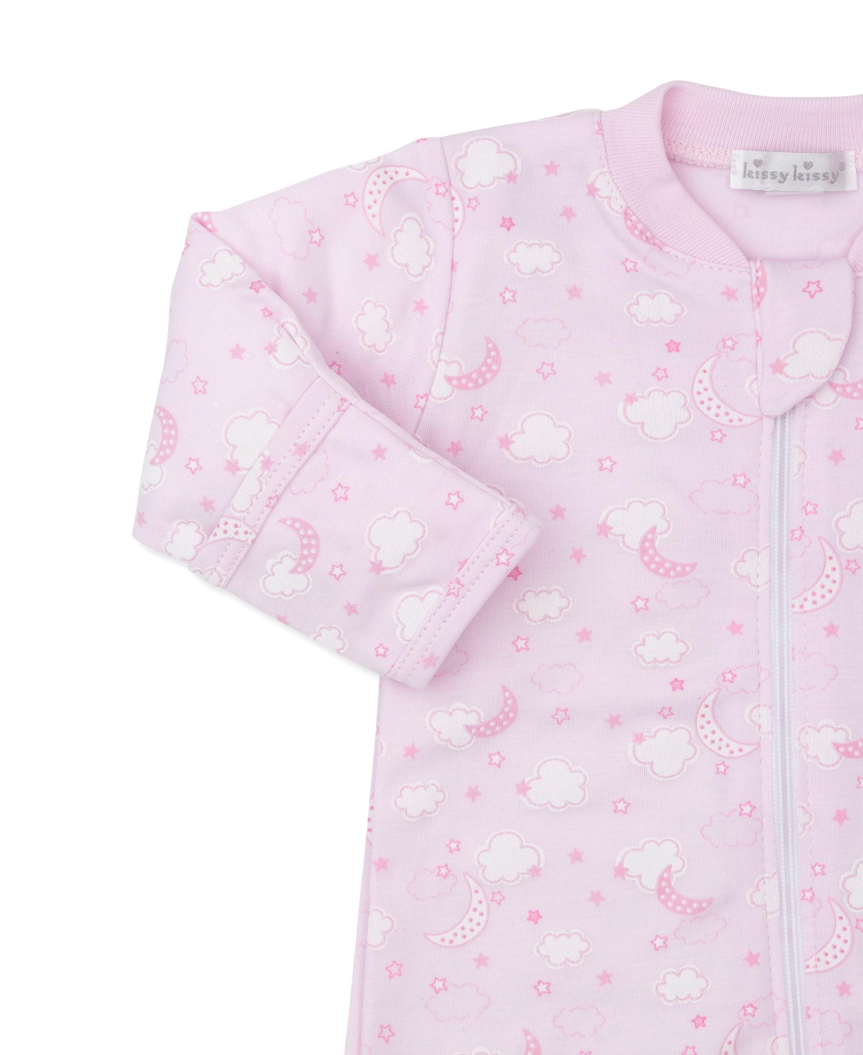 Kissy Kissy Night Clouds Footie with Zipper, Pink - shopnurseryrhymes