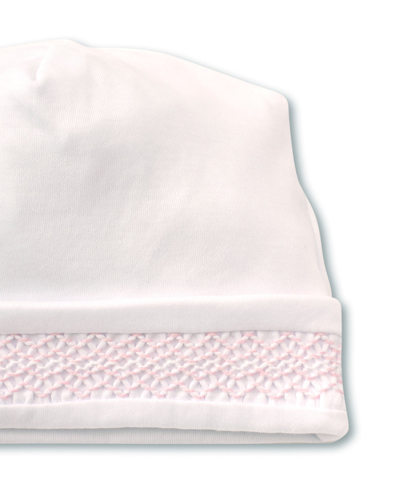 Kissy Kissy CLB Charmed Hat with Hand Smocking, White with Pink