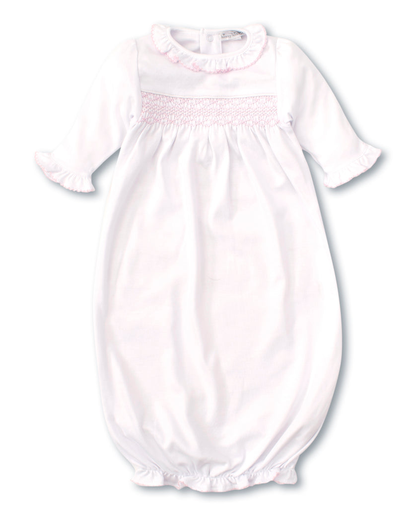 Kissy Kissy CLB Charmed Sack with Hand Smocking, White with Pink