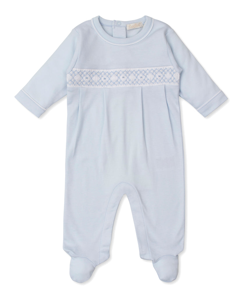 Kissy Kissy CLB Summer Footie with Hand Smocking, Light Blue
