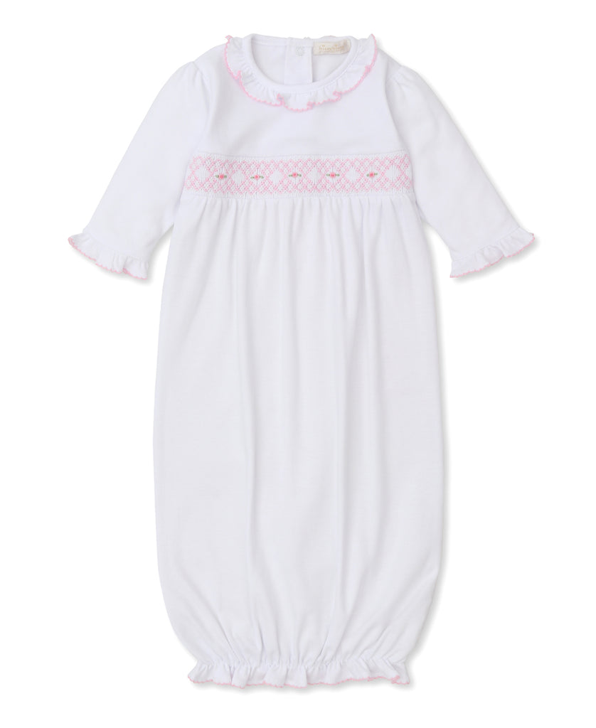 Kissy Kissy CLB Summer Sack with Hand Smocking, White with Pink