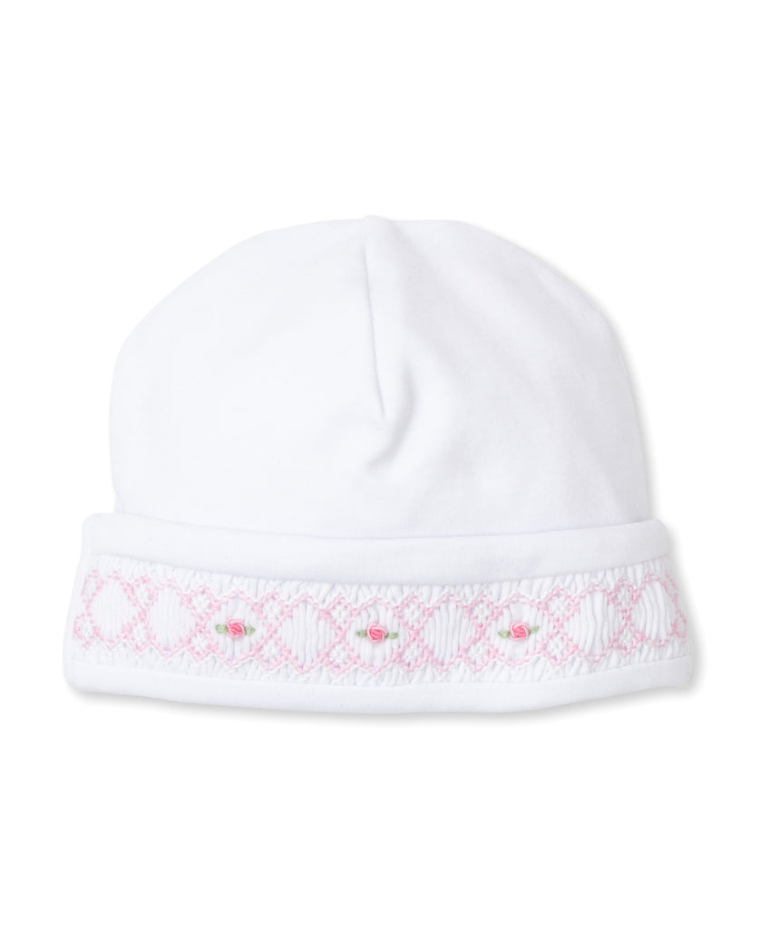 Kissy Kissy CLB Summer Hat with Hand Smocking, White with Pink