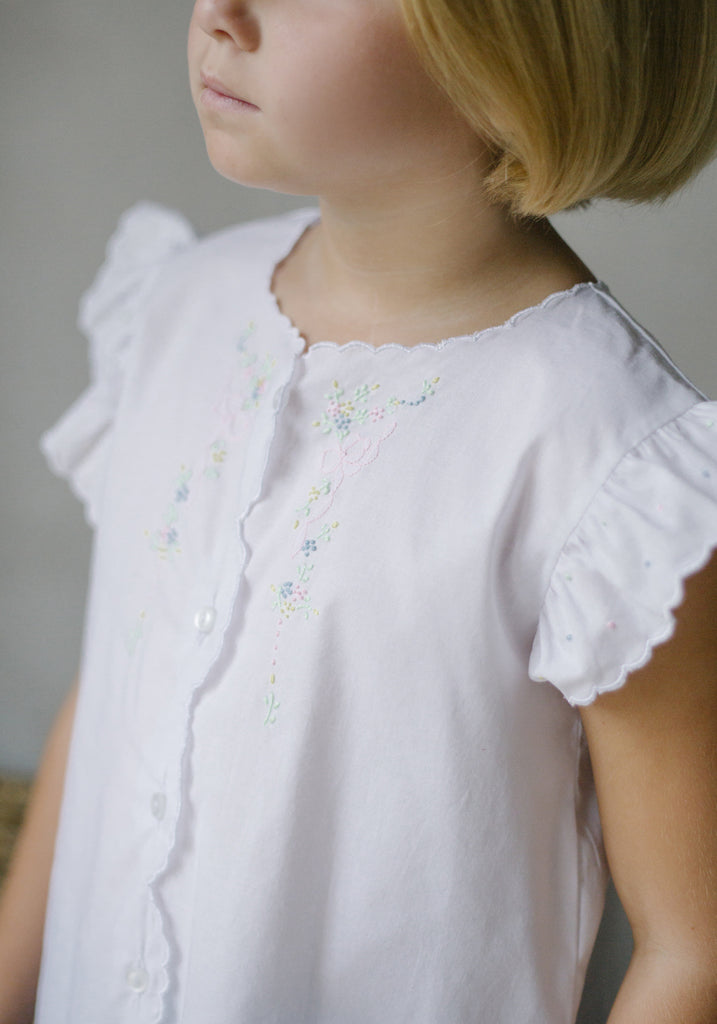 Little English Bow & Flower Tea Blouse with Bloomers