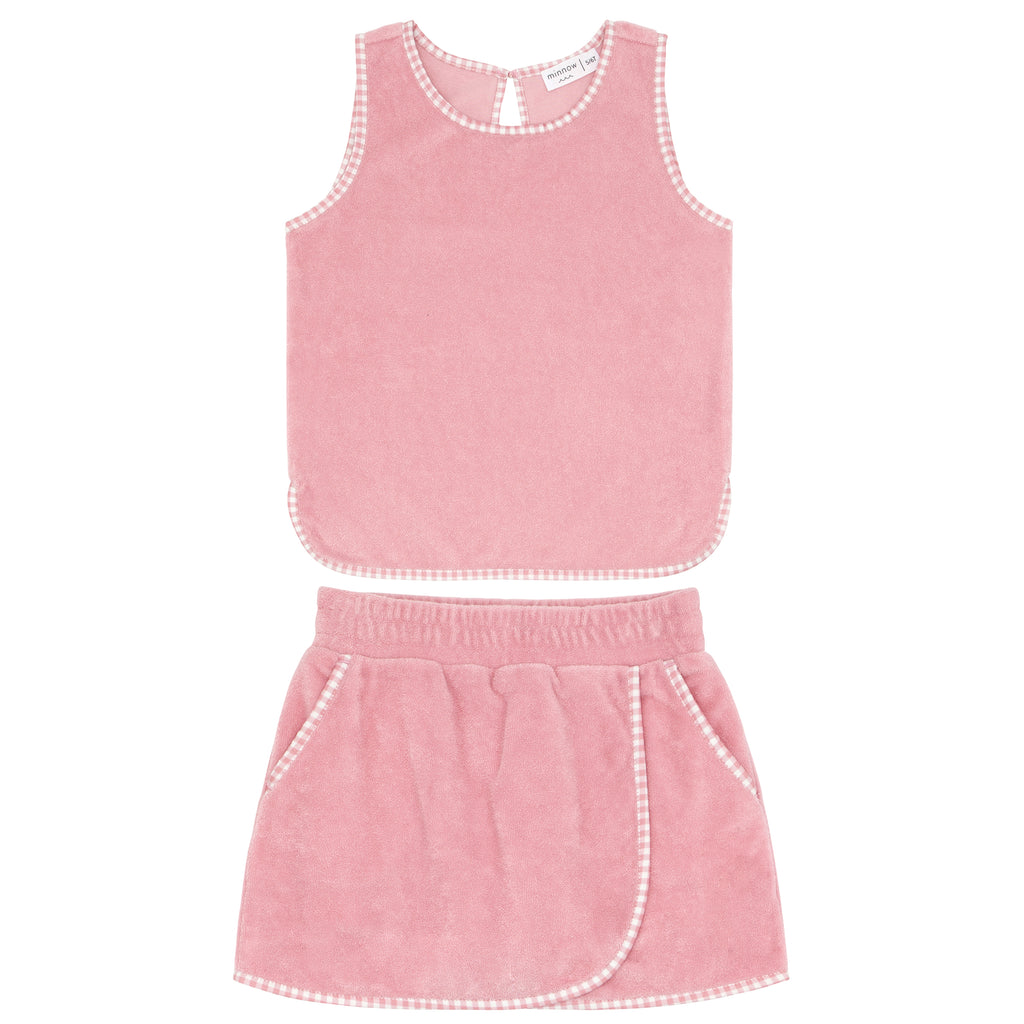 Minnow Pink Guava French Terry Tank Top and Skort Set