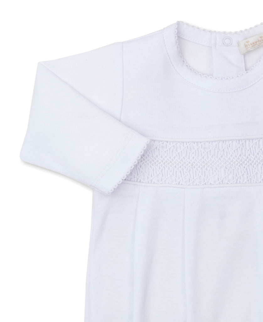 Kissy Kissy CLB Charmed White Footie with White Smocking